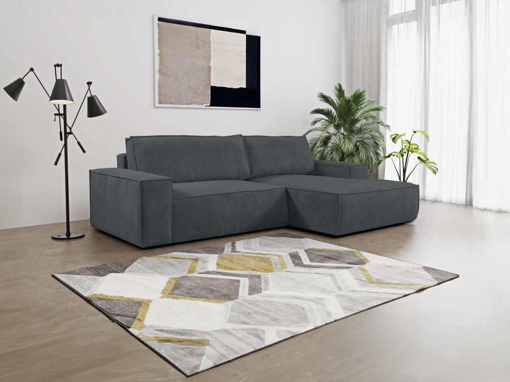 ECKSOFA mit Schlaffunktion - Ecke Rechts - Cord - Anthrazit - AMELIA - Anthrazit, Textil (167/267cm) - Vente-Unique