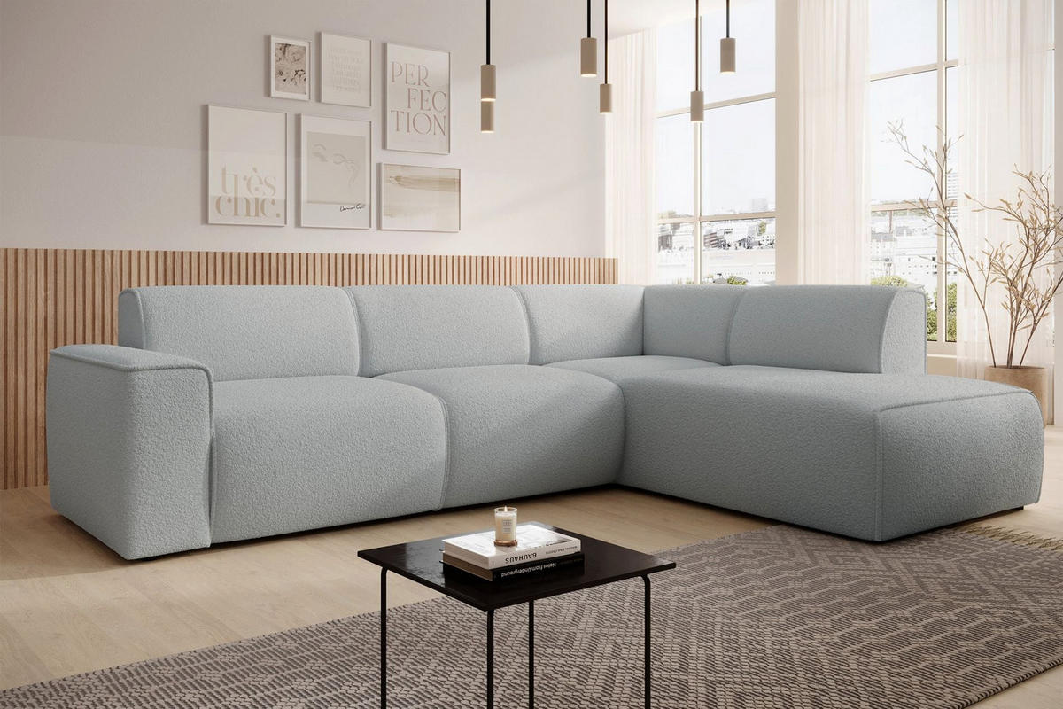 ECKSOFA Bouvi Hellgrau rechts - Hellgrau/Schwarz, Kunststoff/Textil (220/292cm) - Selsey