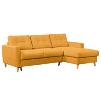 ECKSOFA mit Longchair - Gelb/Braun, Holz/Textil (223/148cm) - home24
