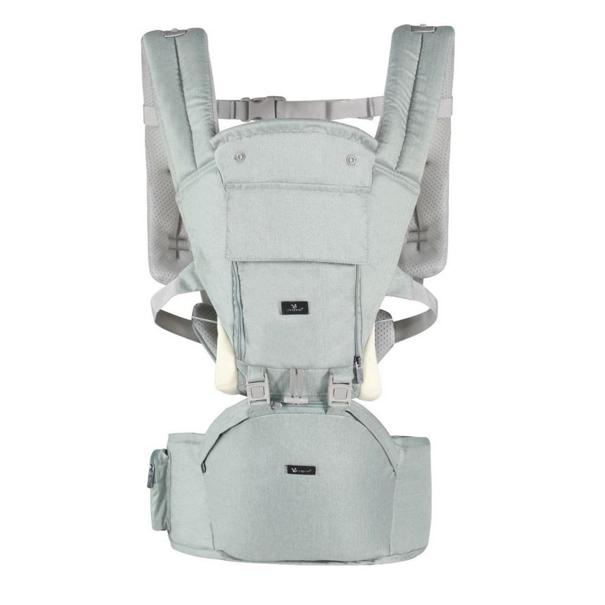 BABYTRAGE Ivy grün Bauchtrage, Rückentrage, Hüftgurt, Mesh-Innenseite, Kopfstütze, 15 kg - Grün, Textil (44/58/32cm) - Cangaroo