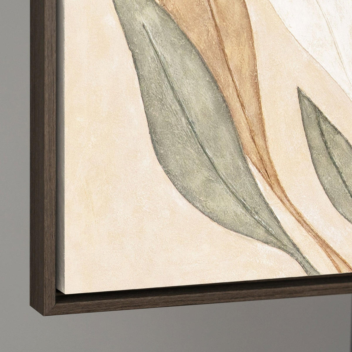 GEMÄLDE Tanz der Blätter Schattenfugenrahmen Beige 140x70 cm - Beige, Holz (140/70cm) - YS-art gallery