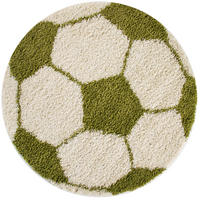 TEPPICH Kinder Hochflor Fußball Motiv Polypropylen Kinderzimmer Grün Rund 100x100 - Grün, Textil (100/100cm) - KADIMA DESIGN