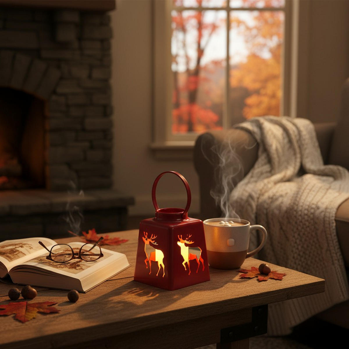 WEIHNACHTSLATERNE LED-Kerze 14 cm - Rot, Kunststoff (10.5/10.5/13.5cm) - Home Styling Collection