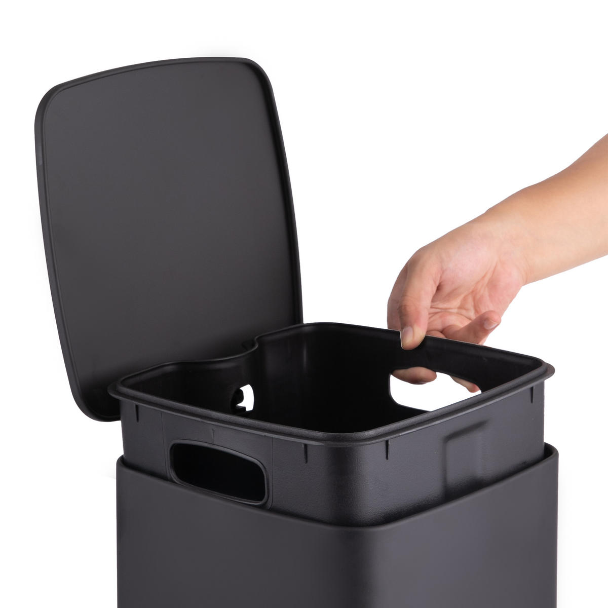 MÜLLEIMER - Schwarz, Kunststoff/Metall (25/33/30cm) - Relaxdays