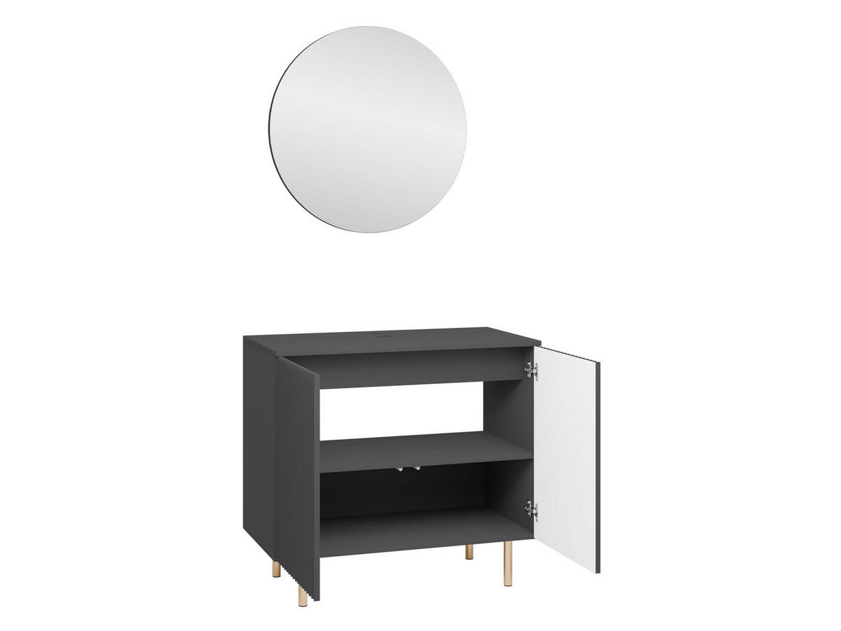 BADMÖBEL-SET Nubia I - Goldfarben/Schwarz, Holzwerkstoff/Metall (87/79/45cm) - MIRJAN24