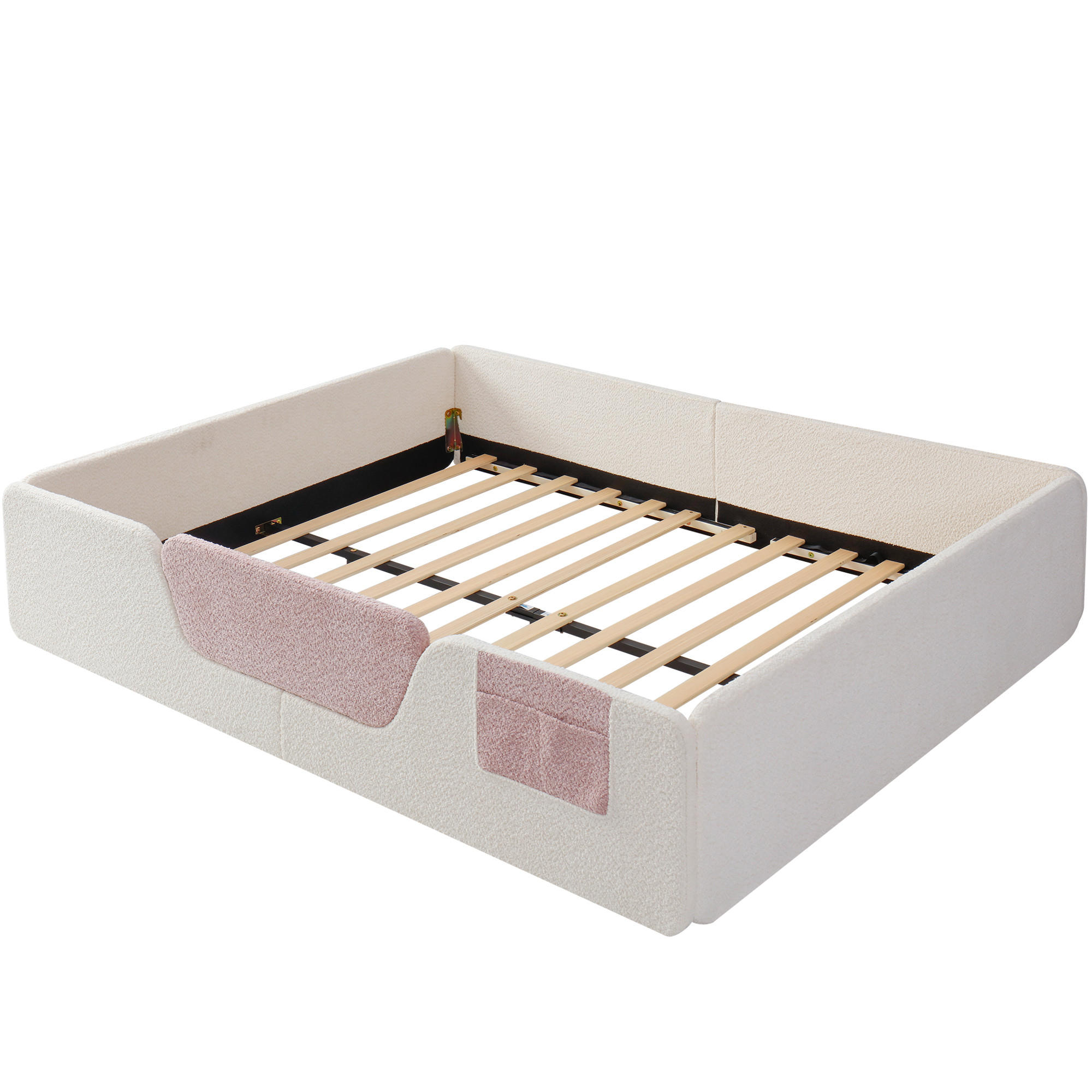 POLSTERBETT 140/190 cm DE-04698, mit abnehmbaren Sicherheitsgittern in Beige - Beige, Holzwerkstoff/Metall (140/190cm) - ComfortXL