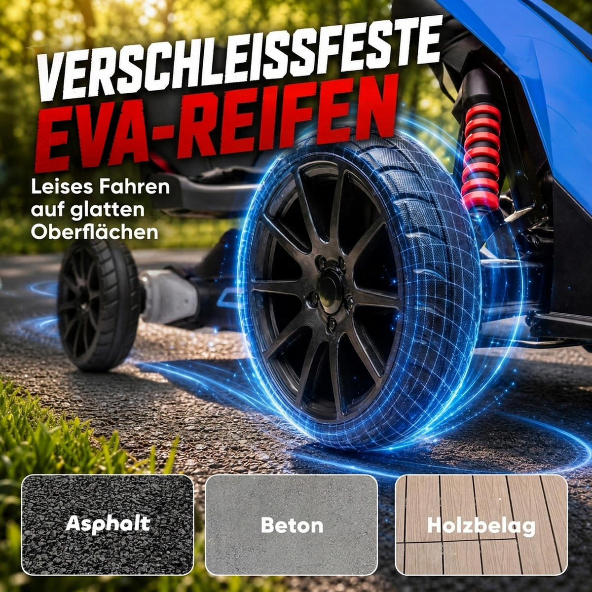 KINDER-ELEKTRO-GOKART Kunststoff Metall Blau - Blau, Kunststoff (100/58/58.5cm) - HOMCOM