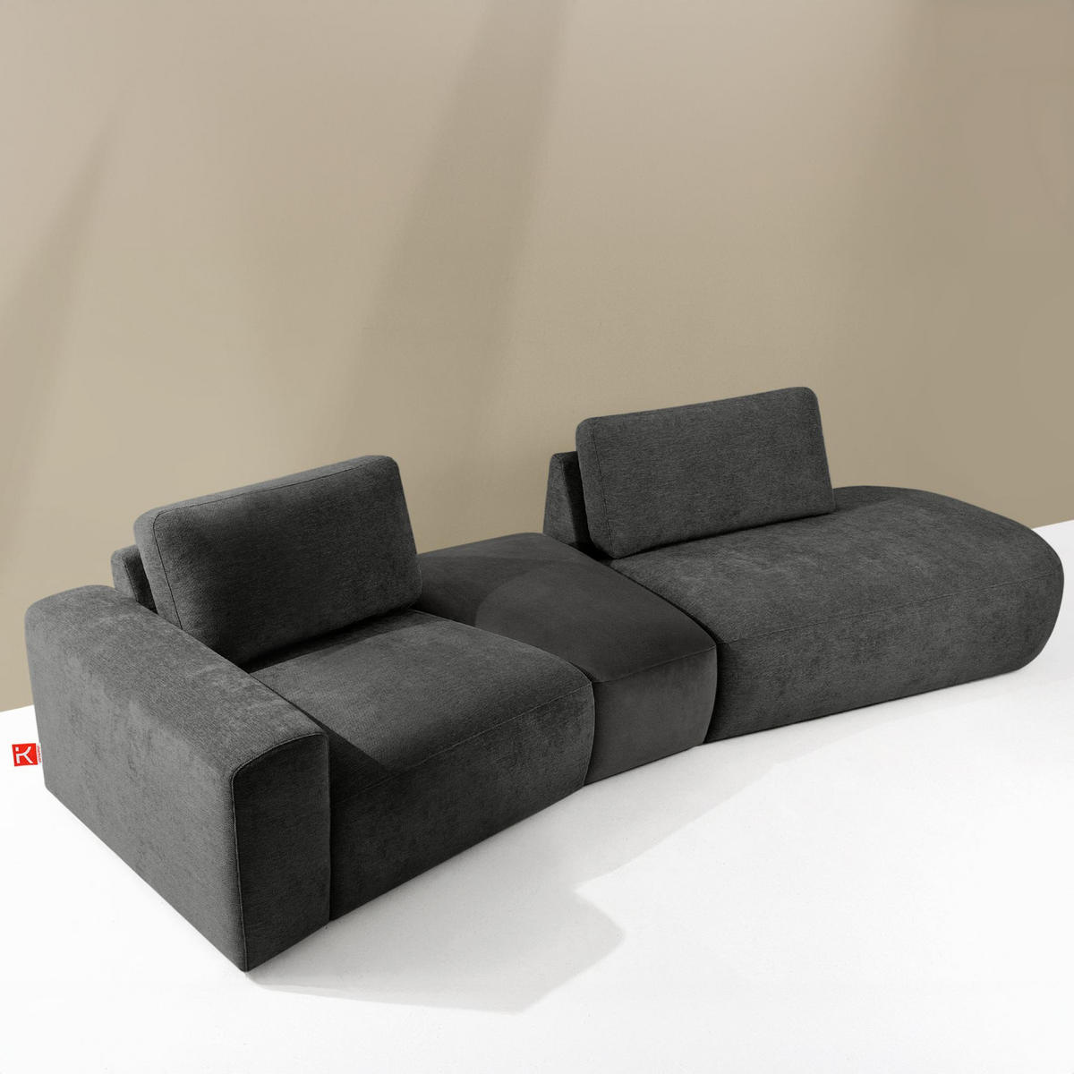 4-SITZER ECKSOFA ZUCCO Chenille rechts, Anthrazit - Anthrazit, Textil (350/84/105cm) - KONSIMO®