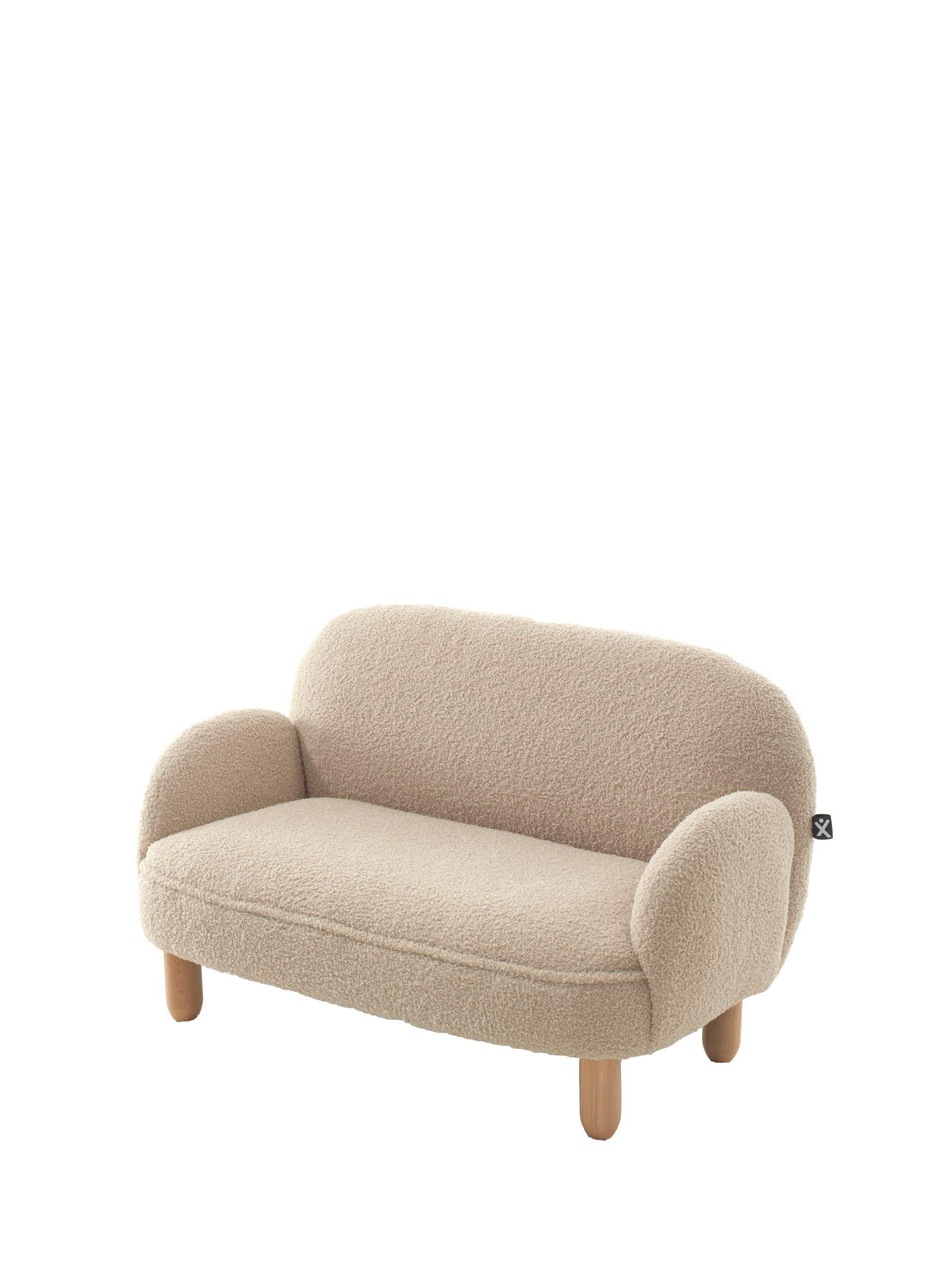 KINDERSOFA Keila komfortabel und bequem weicher Bouclé Stoff in beige - Beige, Kunststoff (53/52/89cm) - 58aufmkessel
