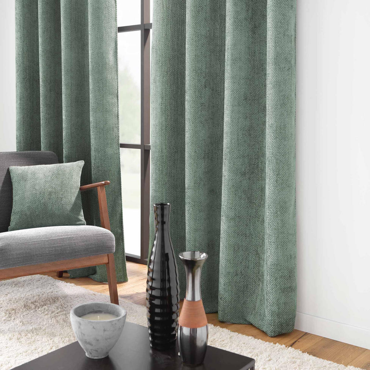 ZIERKISSEN aus Chenille mit Reißverschluss Leo 45/45 cm - Grün, Textil (45/45cm) - Douceur d´intérieur