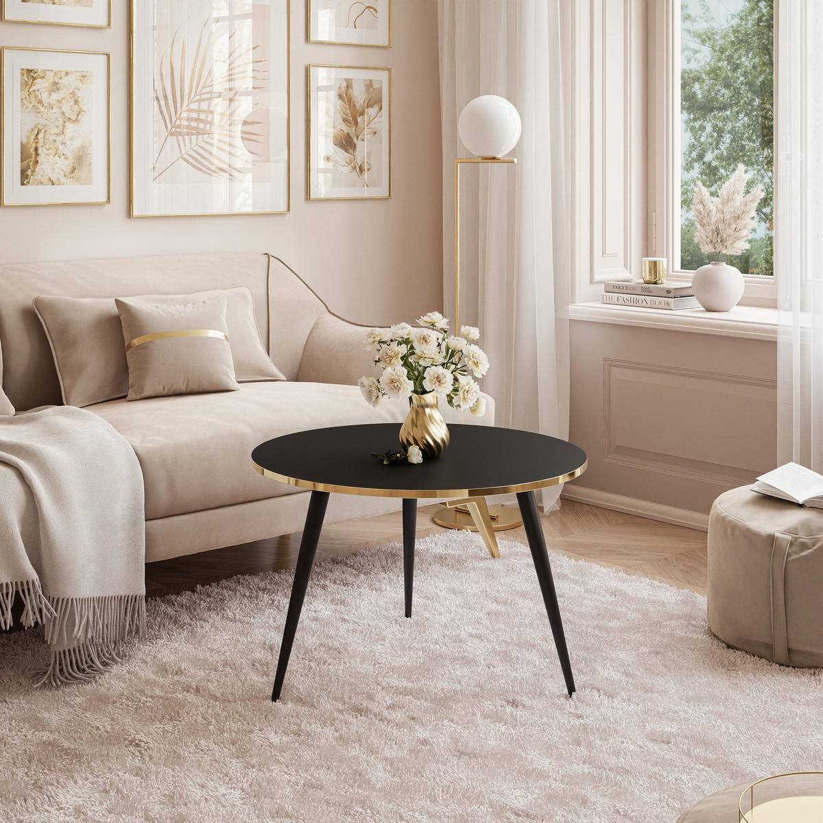 COUCHTISCH SOLEIL rund, Schwarz Matt - Schwarz, Holzwerkstoff (70/70/47cm) - Lookway