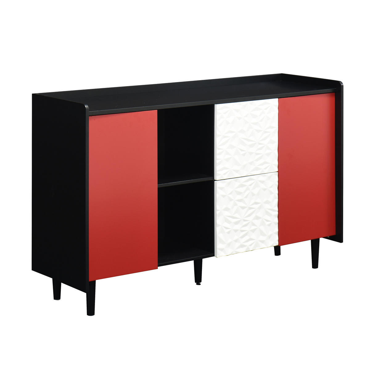 KOMODA 120/40/80 cm, MDF, černá/červená, s úložným prostorem a 2 zásuvkami - černá, kompozitní dřevo (120/80/40cm) - BEAOK