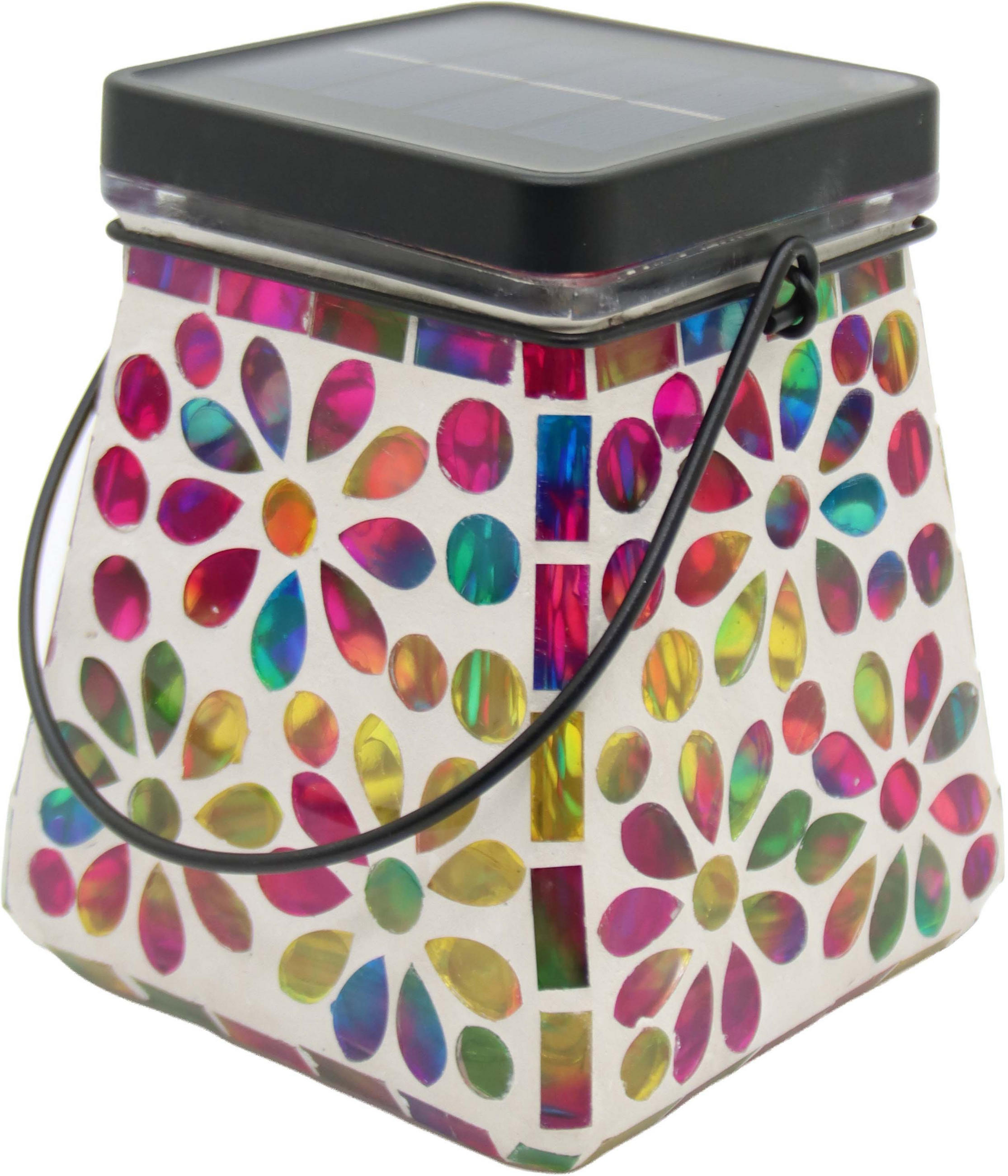 LED-SOLAR-MOSAIK-HÄNGELEUCHTE mit Dämmerungssensor Glas Ø14x43cm - Weiß, Glas (14/14/43cm) - Northpoint