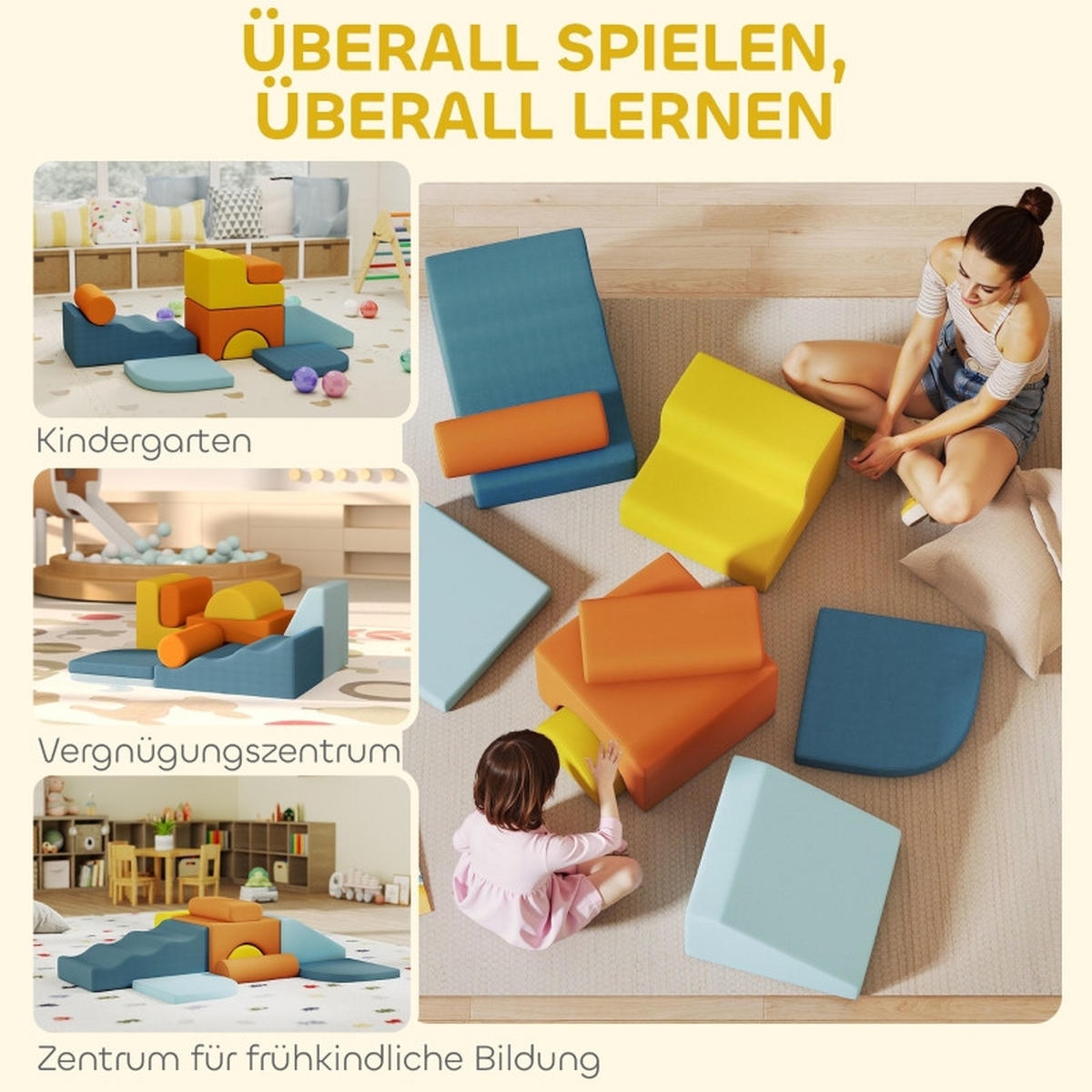 KONSTRUKTIONSSPIELZEUG Bausteine - Multicolor, Kunststoff (80/25/140cm) - Korfee