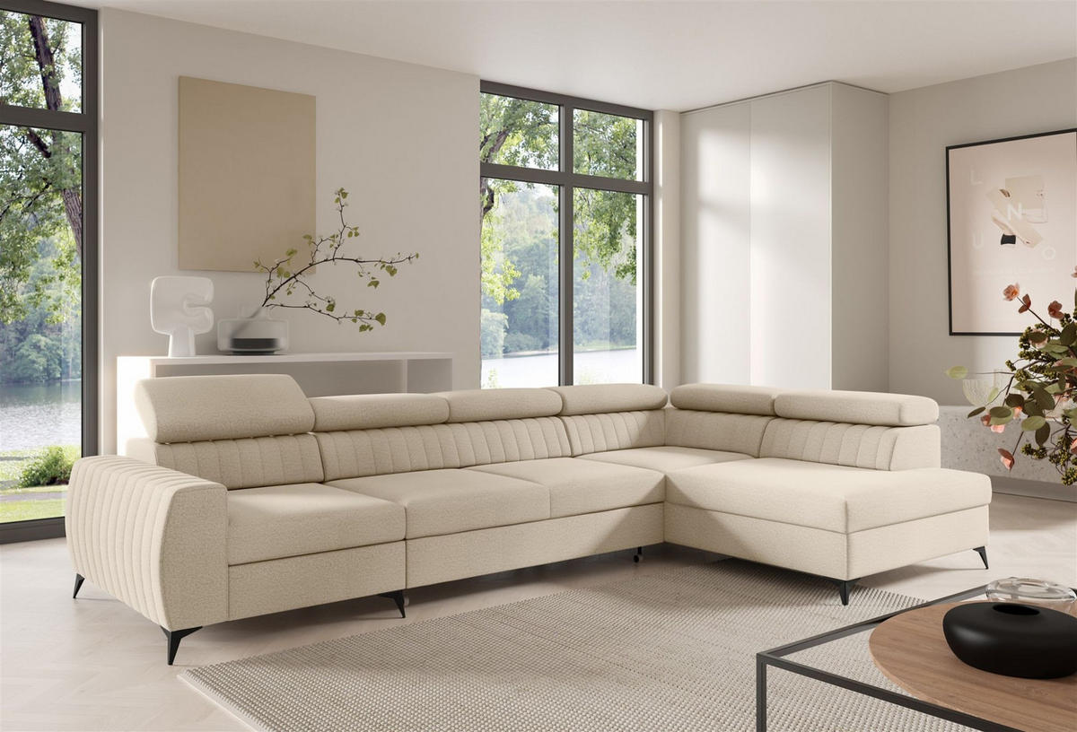 ECKSOFA Toronto Xl - Creme, Holzwerkstoff/Textil (340/200cm) - Fun Möbel