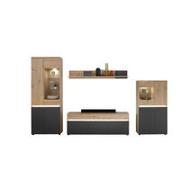 WOHNWAND Limoges 310/200/38 in Artisan Eiche Nb., anthrazit - Braun, Holz (310/200/38cm) - moebel dich auf