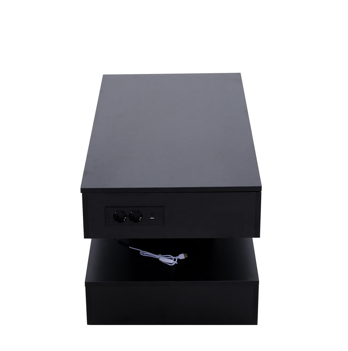 KLUB stolić, 100/50/42 cm, crni, podesive visine s LED rasvjetom i prostorom za pohranu - crna, drvni materijal (100/50/42cm) - BEAOK