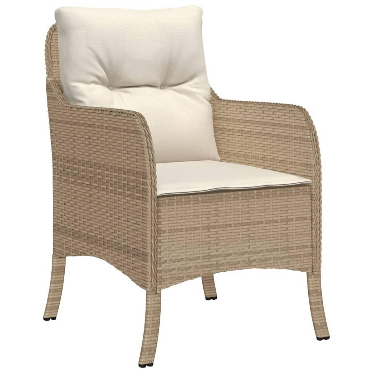 GARTENSTÜHLE Mit Kissen 2 Stk. Beige Poly Rattan - Beige, Kunststoff (67/86/58.5cm) - vidaXL