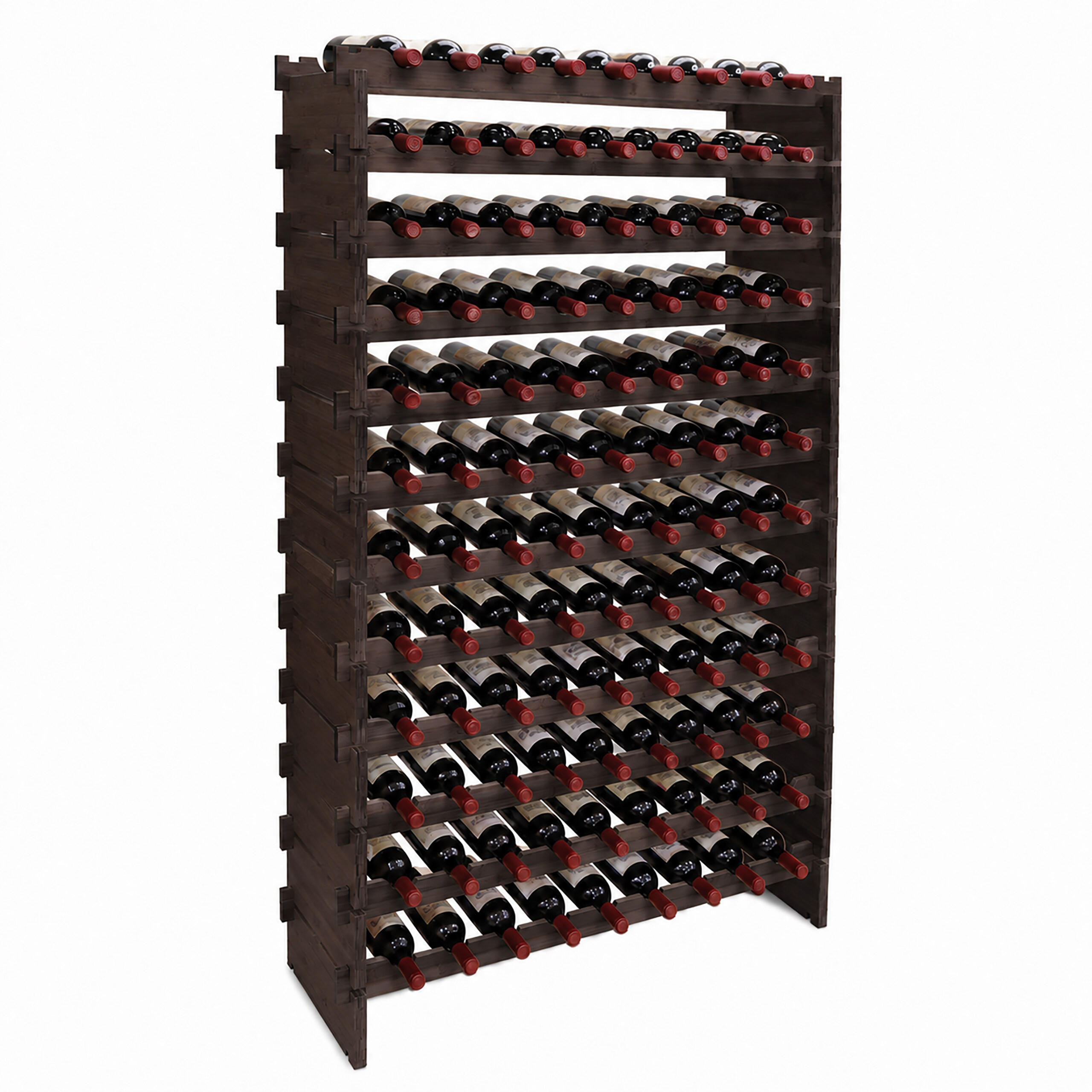 RAFT PENTRU VIN Maro inchis bambus suprapozabil 108 sticle