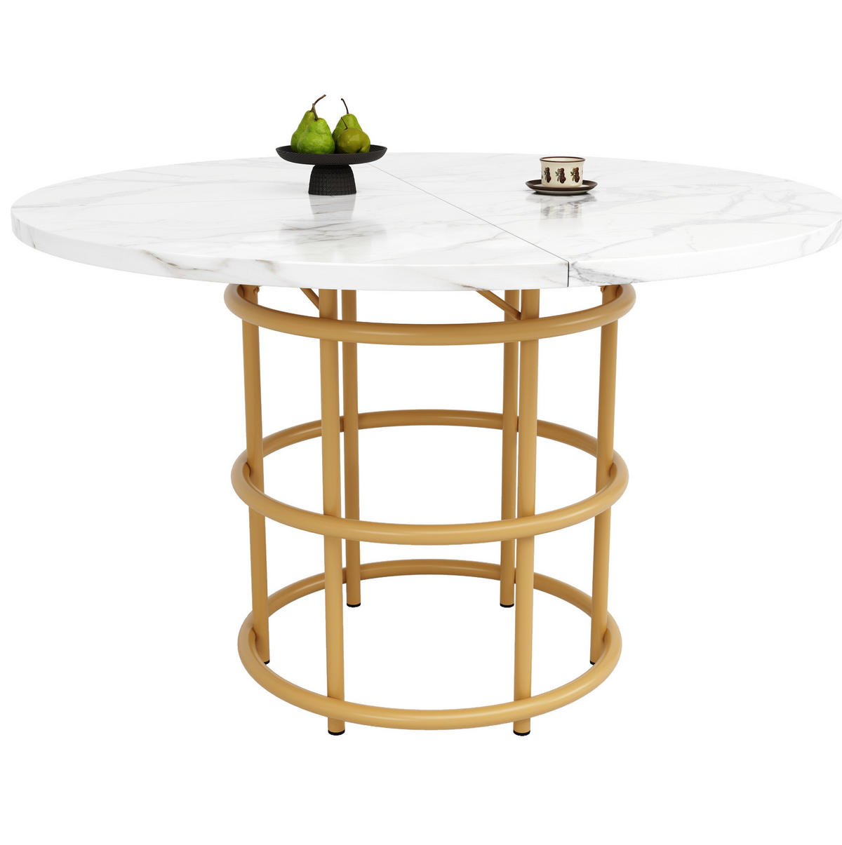 ESSTISCH, MDF in Marmoroptik & Metallgestell, 100/100/76 cm, Goldfarben - Goldfarben, Holzwerkstoff (100/100/76cm) - Redom