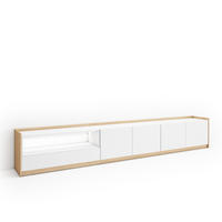 LOWBOARD, Weiß und Eiche, 310/37/50cm, mit Led - Weiß, Holzwerkstoff (310/50/37cm) - Skraut Home