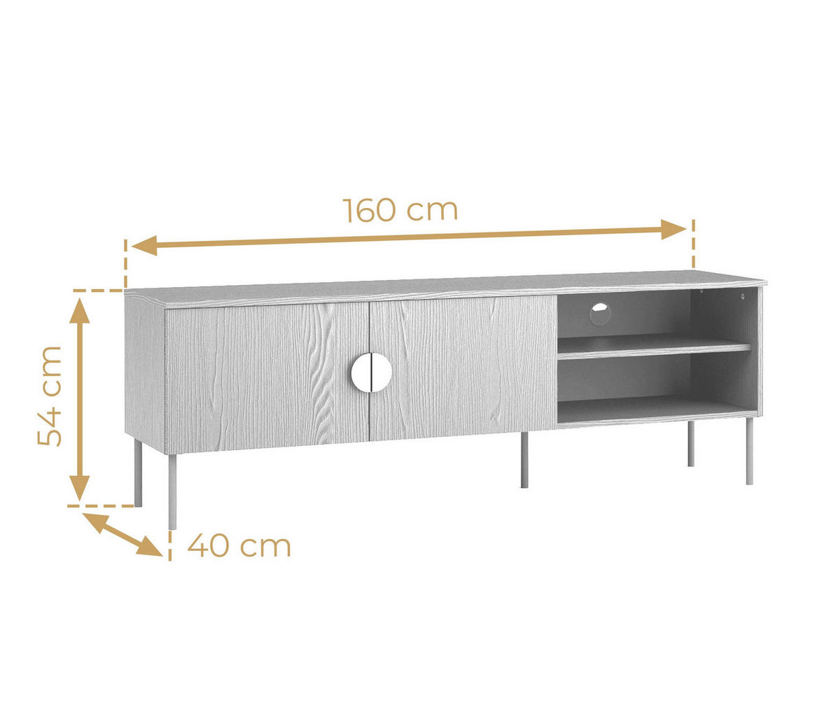 LOWBOARD Brunelli 2T Dunkelgrau 160/54/40 cm – mit offener Ablage - Dunkelgrau/Schwarz, Holzwerkstoff/Metall (160/54/40cm) - AX Living