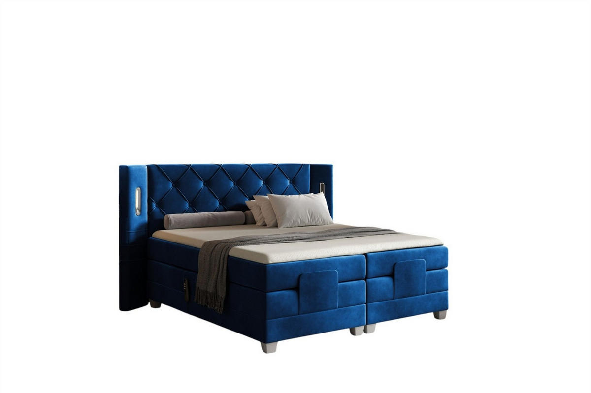 BOXSPRINGBETT Elektrisch Steve - Blau, Holzwerkstoff/Textil (120/200cm) - Fun Möbel