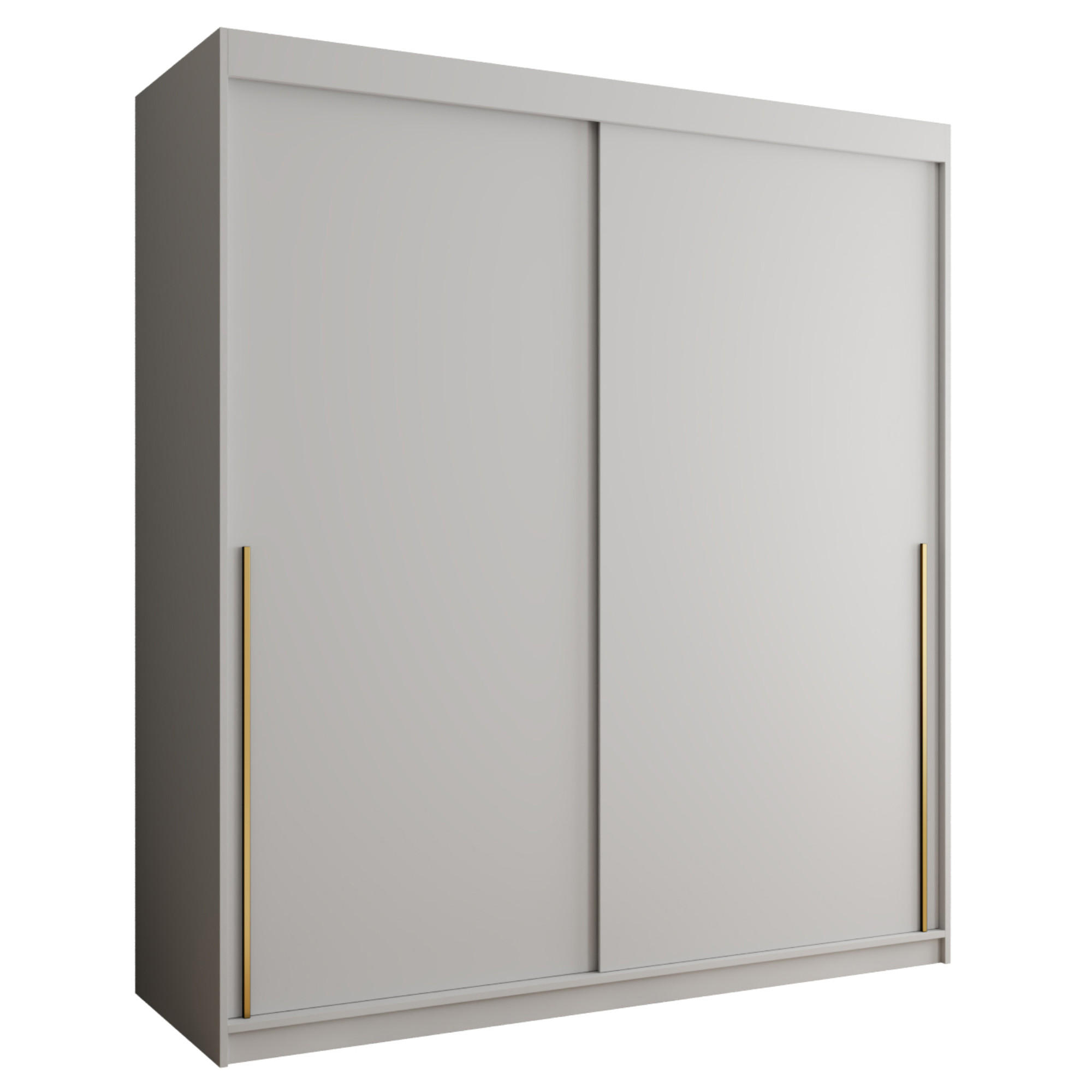 SCHIEBETÜRENSCHRANK 180 cm Breite, weiß mit goldenem Griff - Goldfarben/Weiß, Holzwerkstoff (180/200/62cm) - Home Collective