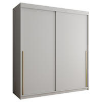 SCHIEBETÜRENSCHRANK 180 cm Breite, weiß mit goldenem Griff - Goldfarben/Weiß, Holzwerkstoff (180/200/62cm) - Home Collective