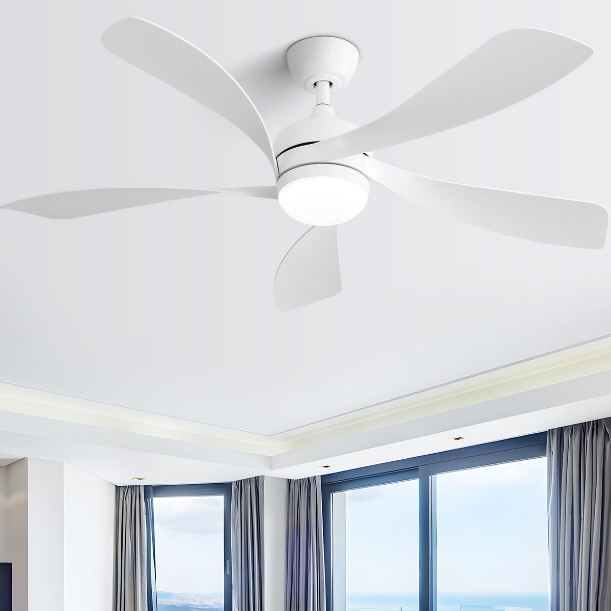 DECKENVENTILATOR DE-16270 52 Zoll mit Fernbedienung & Memory Weiß - Weiß, Kunststoff (132.08/132.08/26.8cm) - ComfortXL