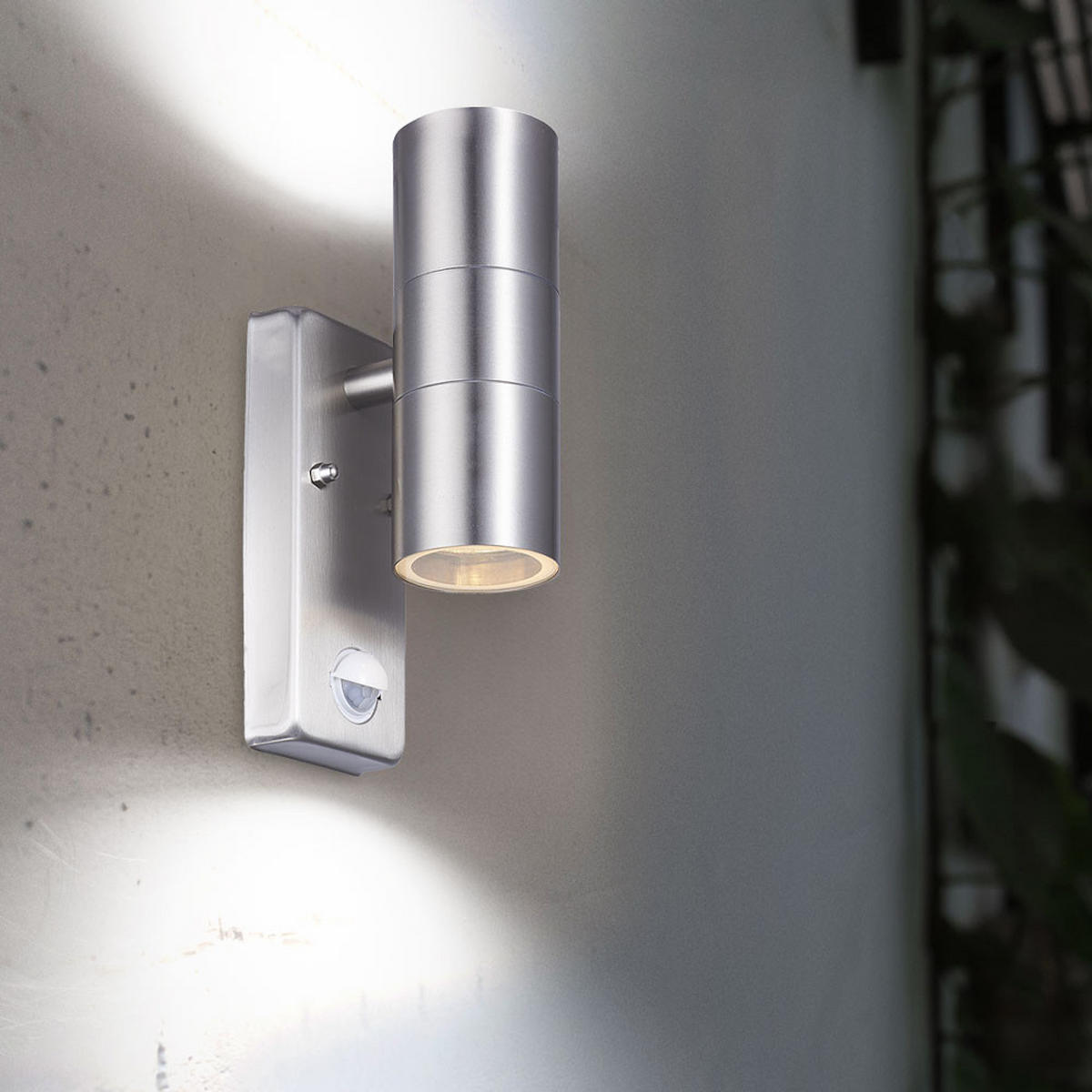 LED AUSSEN-WANDLEUCHTE Edelstahl Silber - Silberfarben, Glas/Metall (7.2/22.5/11cm)