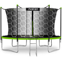 GARTENTRAMPOLIN 13 ft/404 cm mit Innennetz und Leiter - Grün, Metall (404/404cm)