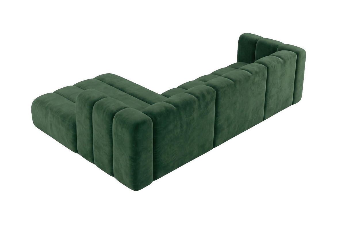 ECKSOFA Modulares In L-Form, Velvet-Stoff Riviera, Grün, Links, GRAND 287 cm - Grün, Holz (287/179cm) - Kaiser Möbel