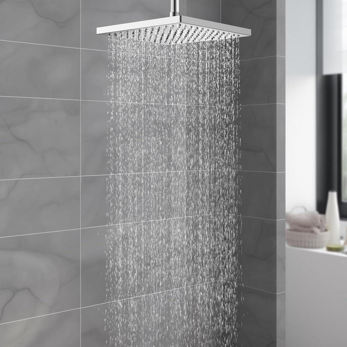 REGENBRAUSE Duschkopf 300 x 300 mm Eckig Edelstahl Chrom - Silberfarben, Metall (30/12.7/30cm)