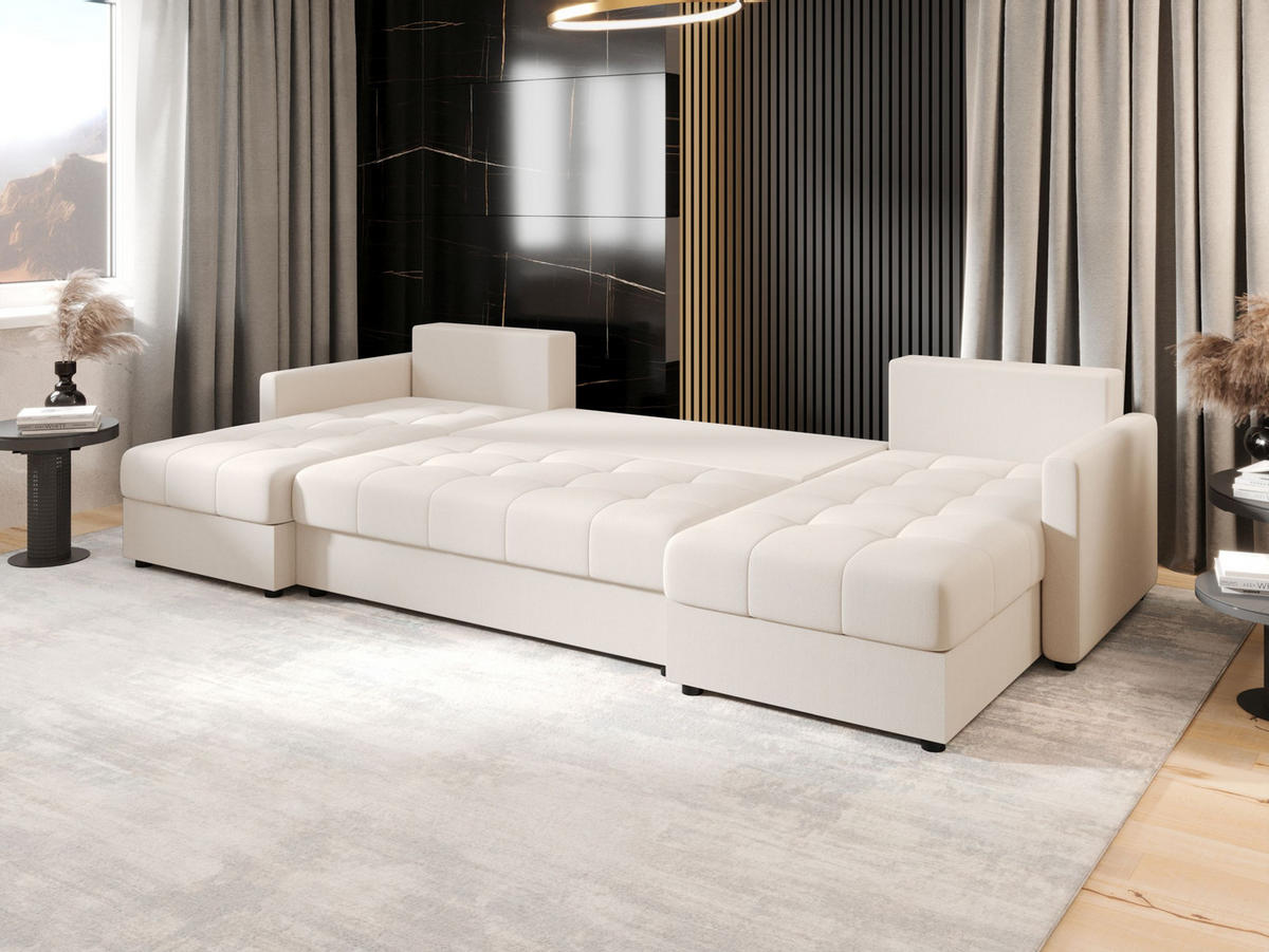 ECKSOFA MOS U BIS Cosmic 10 mit Schlaffunktion - Beige, Textil (285/85/140cm) - Bedante