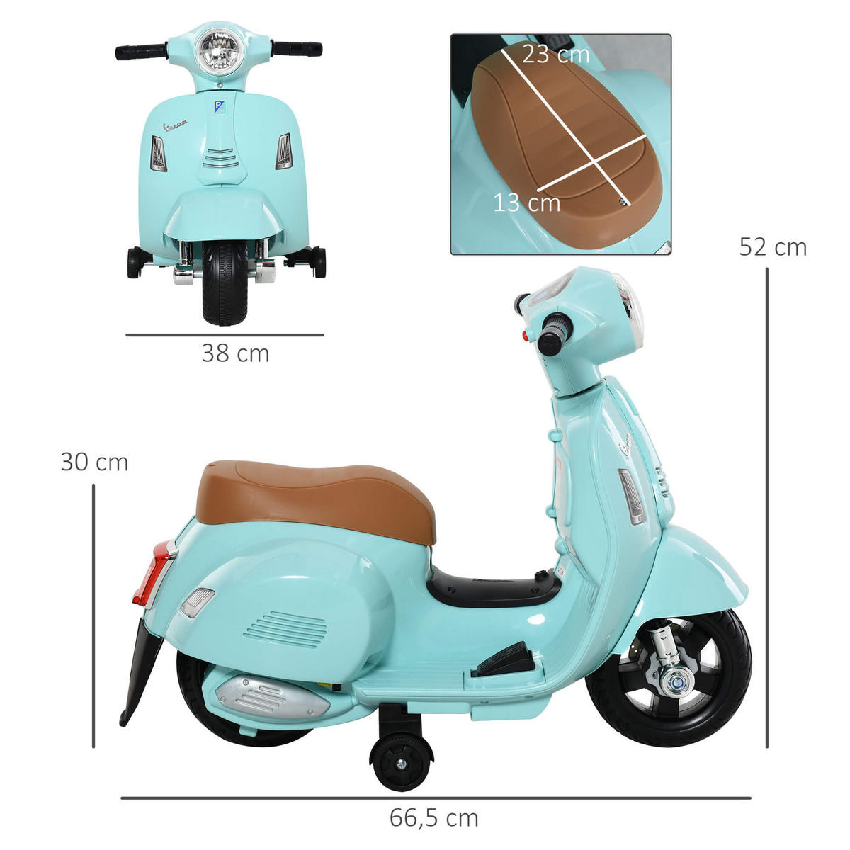 ELEKTRO-KINDERMOTORRAD Michelle Türkis 66.5/38/52 cm - Blau, Kunststoff (52/66.5/38cm) - Jamb