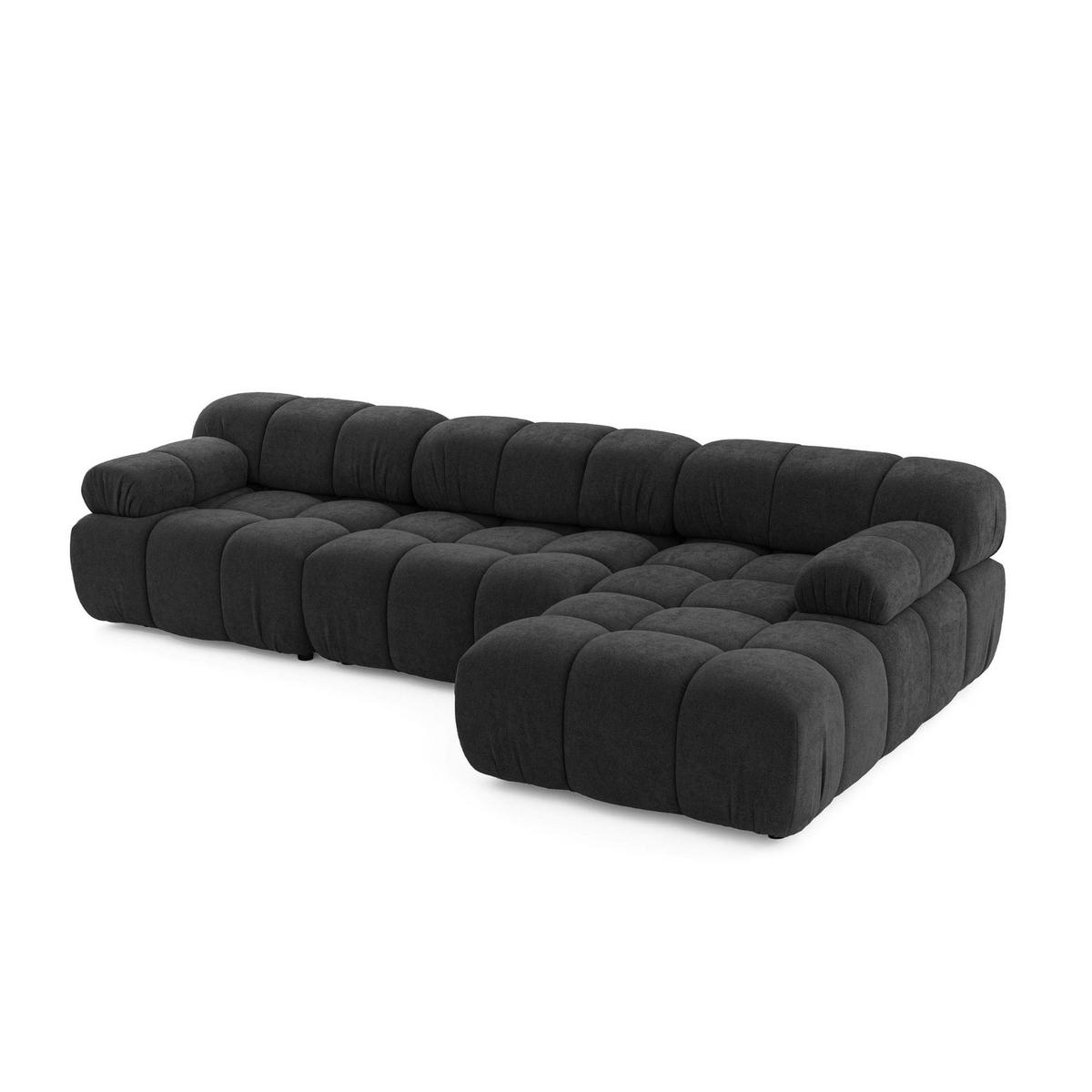 MODULARES Ecksofa MOMENTUM L, Rechts, Breite 282 cm, strukturierter Stoff, Schwarz - Chromfarben/Schwarz, Holz/Textil (155/282cm) - Muffo