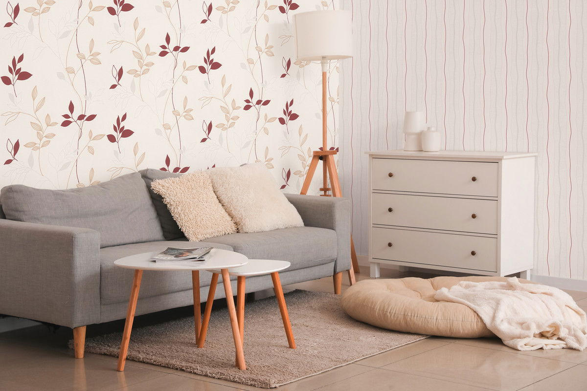 VLIESTAPETE Beige 53/1005 cm - Beige/Rot, Textil (53/1cm) - KUNSTLOFT