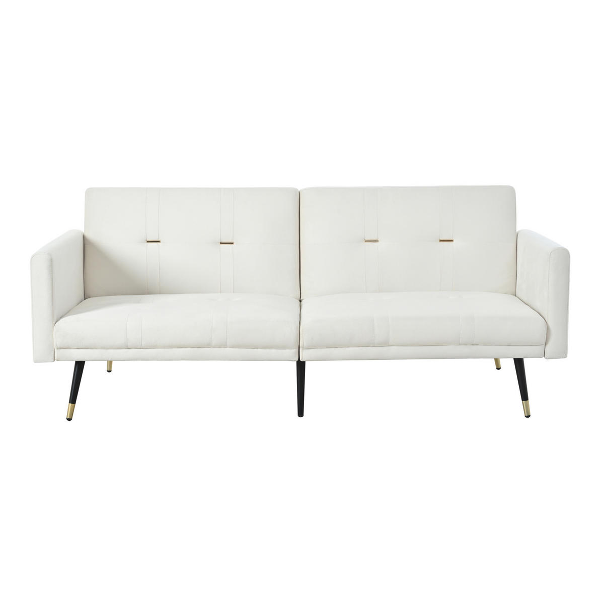 SCHLAFSOFA 2-Sitzer klappbar Samt Beige - Beige, Holzwerkstoff (164/70/89cm) - Meubliv