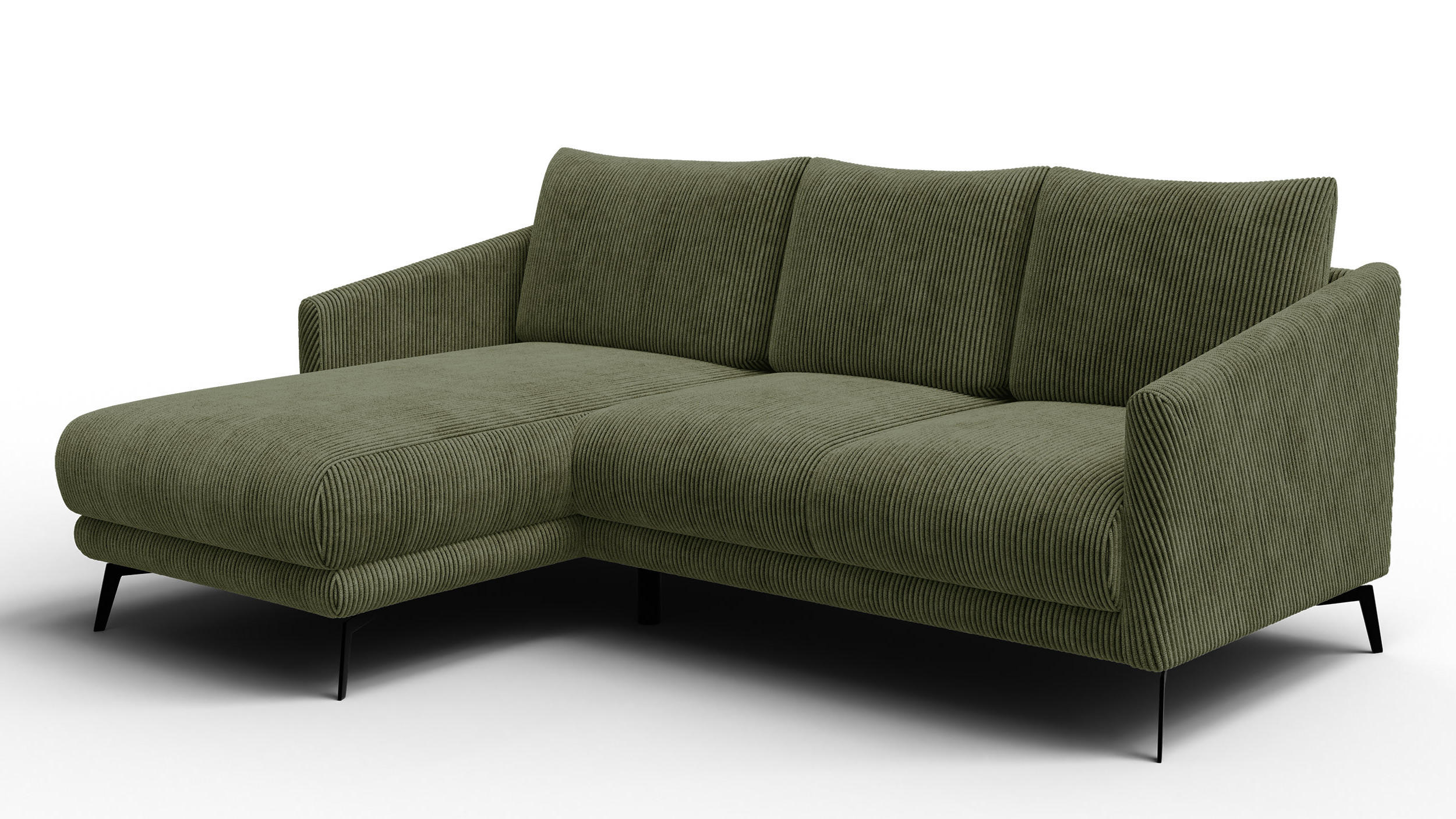 ECKSOFA VILT 3-Sitzer, olive - Schwarz/Olivgrün, Holzwerkstoff/Textil (221/156cm) - Courtois Laville