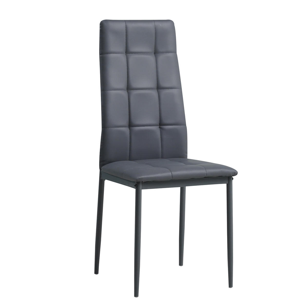 STUHL RIMINI Lederimitat Metallbeine 6er Set Grau - Grau, Kunststoff/Metall (41/97/38cm) - Albatros