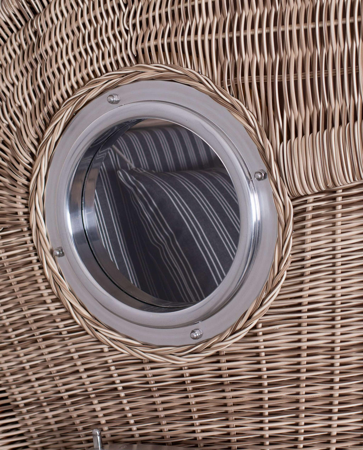 STRANDKORB Düne 1 Sitzer Teak PE Shell - Schwarz/Braun, Holz/Textil (96/165/80cm) - Mr. Deko