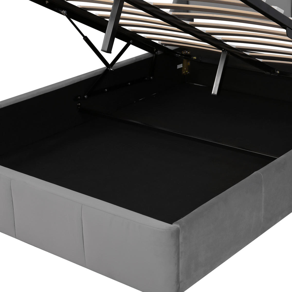 POLSTERBETT 140/190 cm Grau mit hydraulischem Stauraum - Grau, Textil (140/200cm) - OKWISH
