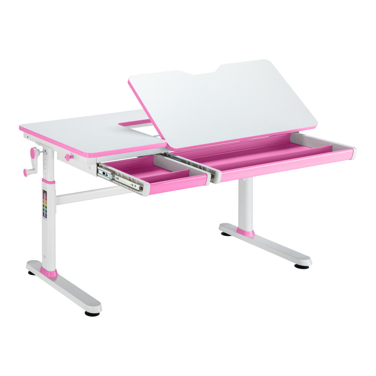 SCHÜLERSCHREIBTISCH Sauda - Pink/Weiß, Holzwerkstoff/Kunststoff (120/76/60cm) - [en.casa]