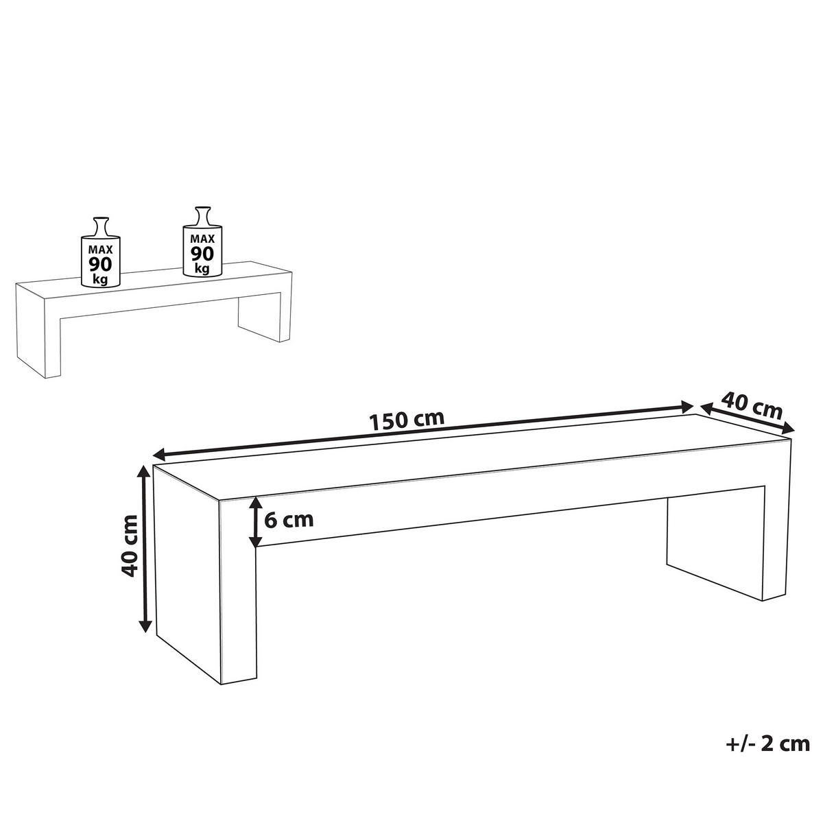 GARTENBANK Beton grau 150 cm U-Form Taranto - Grau, Stein (150/40/40cm) - Beliani