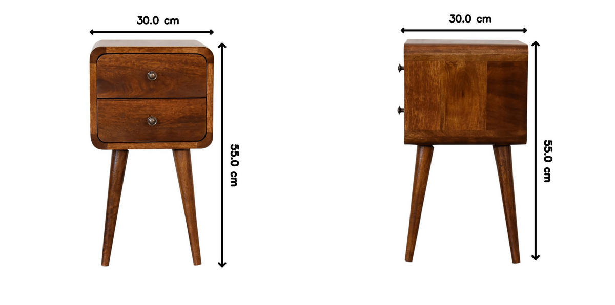 NACHTTISCH aus Massivholz - Messingfarben/Braun, Holz/Metall (30/55/30cm) - Artisan Furniture