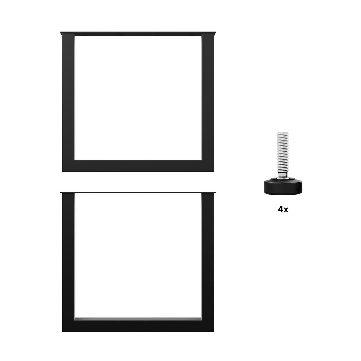 TISCHBEINE Eta Lite Extreme 2er-Set Schwarz 72cm - Schwarz, Metall (80/72/10cm) - Metalo Pro