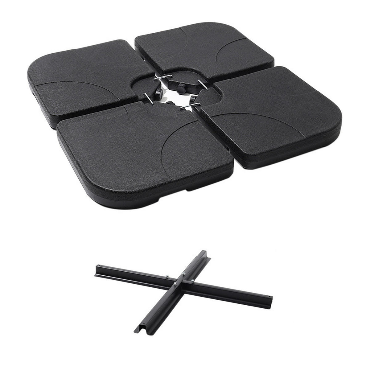 AMPELSCHIRM mit befüllbarer Kunststoff-Sockel und Kreuzständer aus Polyester Metall in Hellgrau drehbar 360° neigbar 60° 3 x 2.6m - Grau, Metall (300/240cm) - Livingandhome