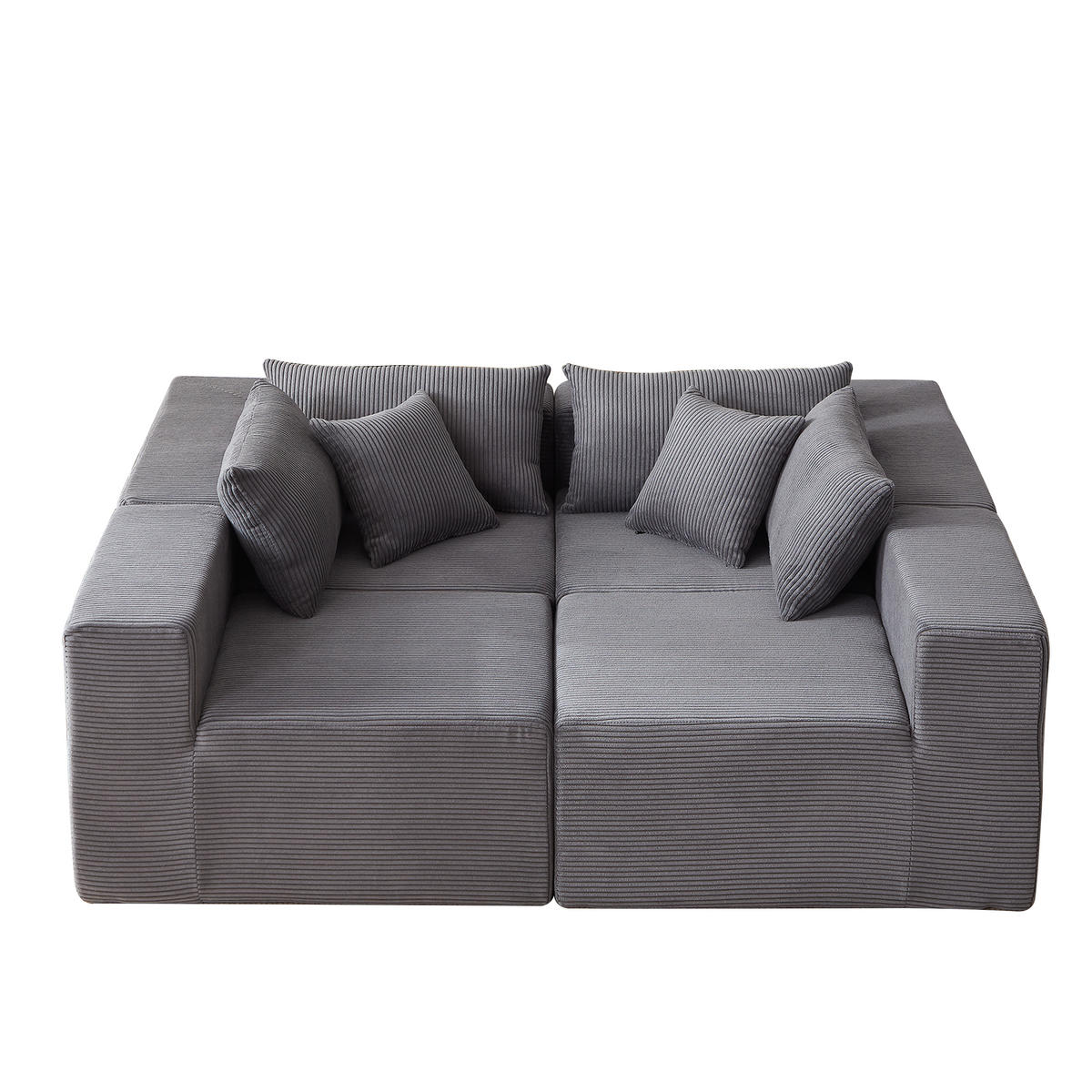 ECKSOFA 264/167/71 cm Grau Cord, 4 Sitze - Grau, Textil (167/264cm) - Oxeza