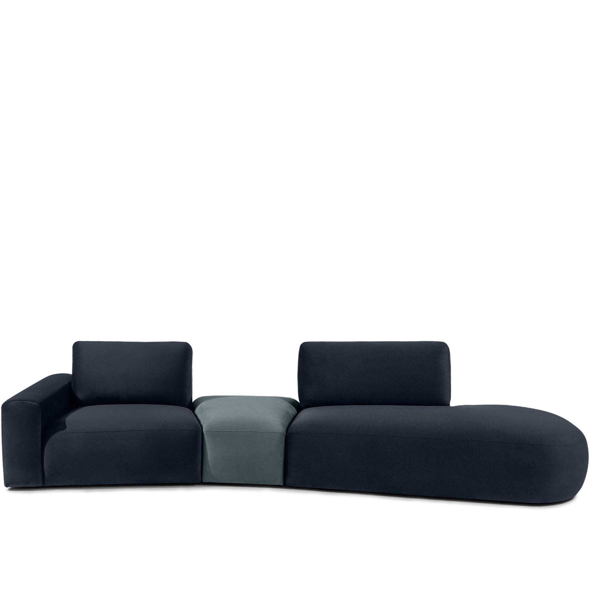 4-SITZER ECKSOFA ZUCCO Velour rechts, Marineblau - Blau, Textil (350/84/105cm) - KONSIMO®